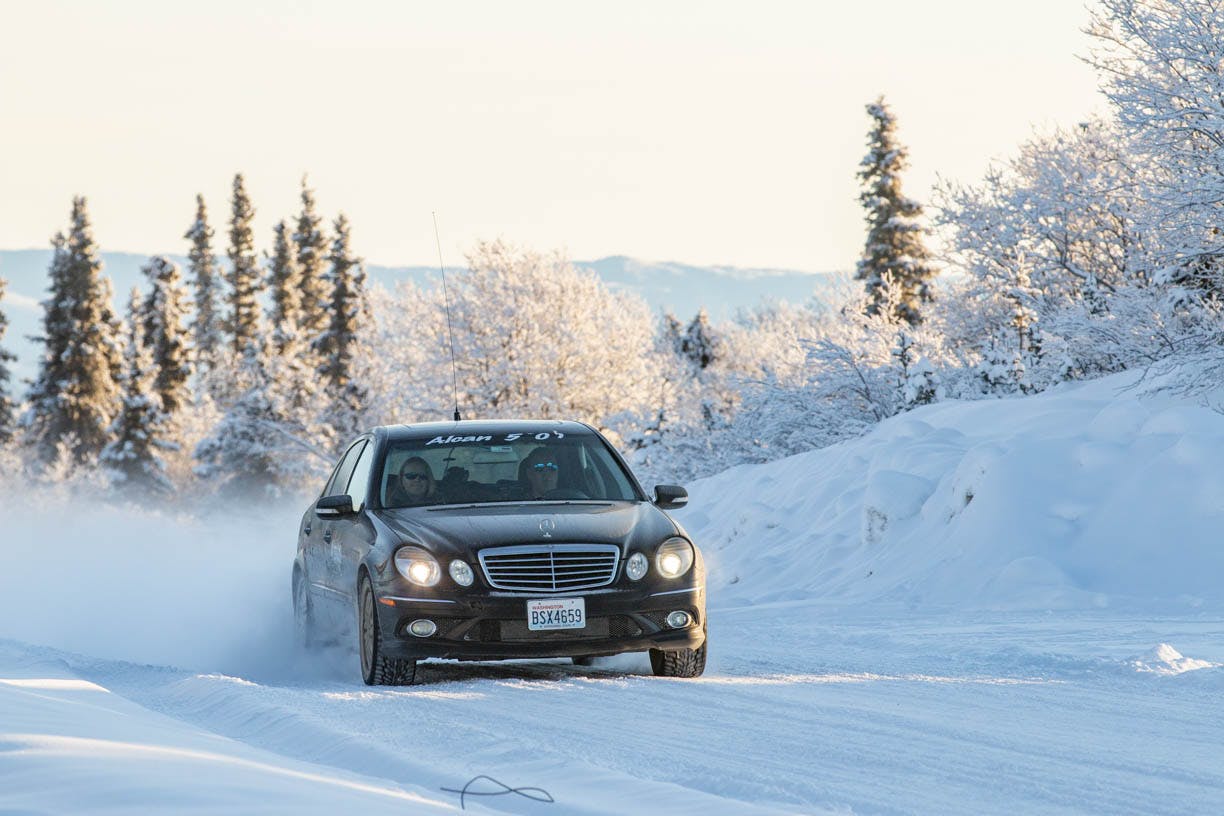 mercedes-benz front action at alcan 5000 winter rally