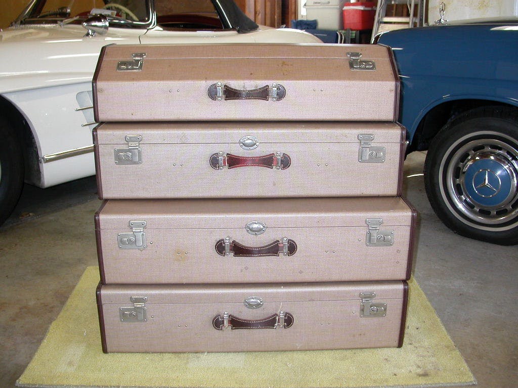 1958 mercedes benz 180 luggage stack