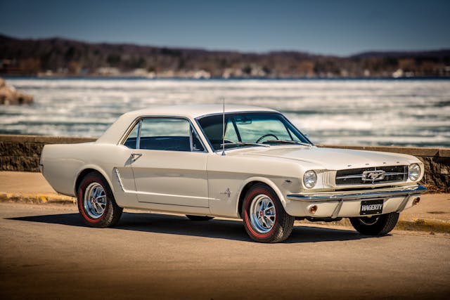 White 1965 Mustang Front Three-Quarter