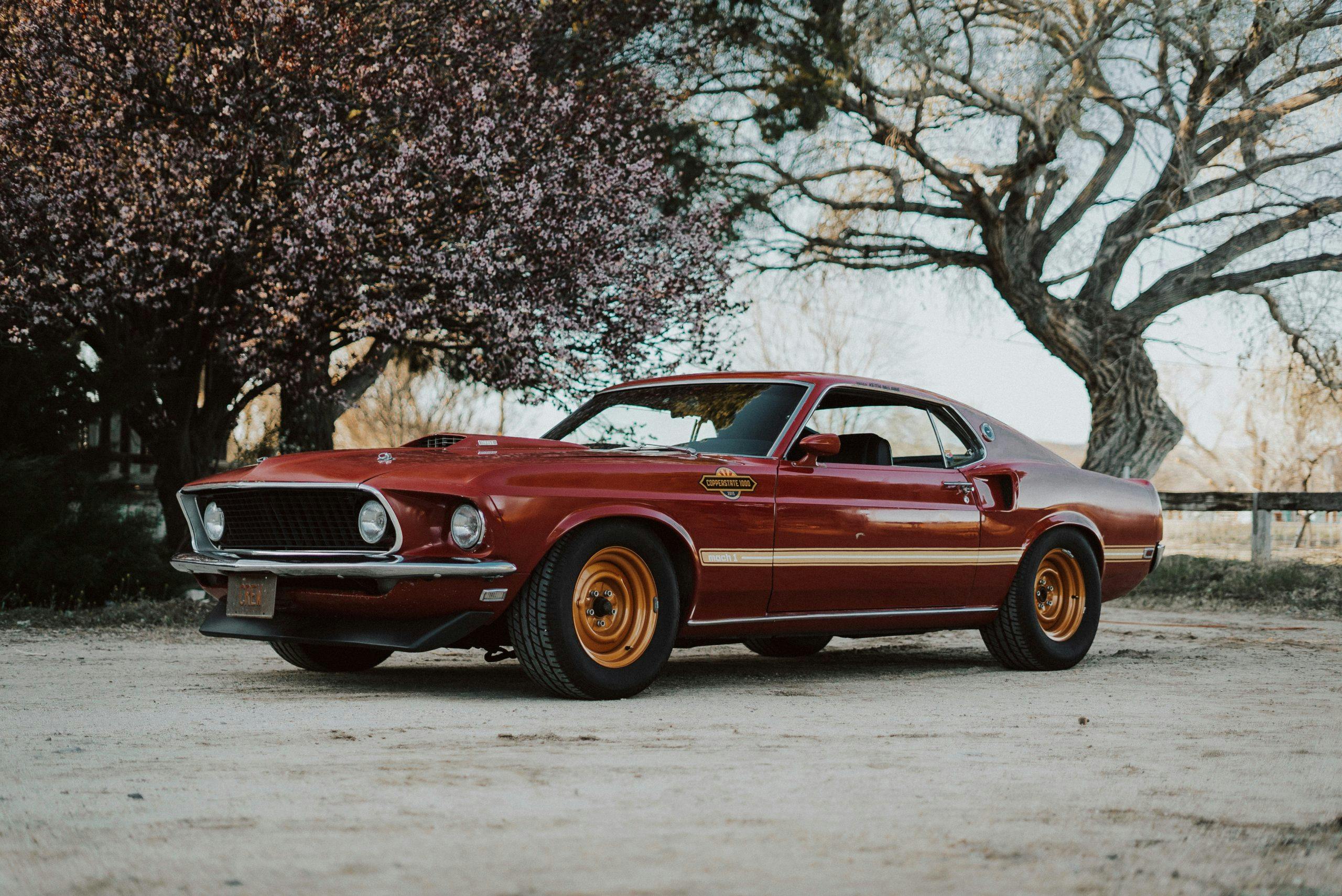 1969 Ford Mustang Mach 1 red front three quarter
