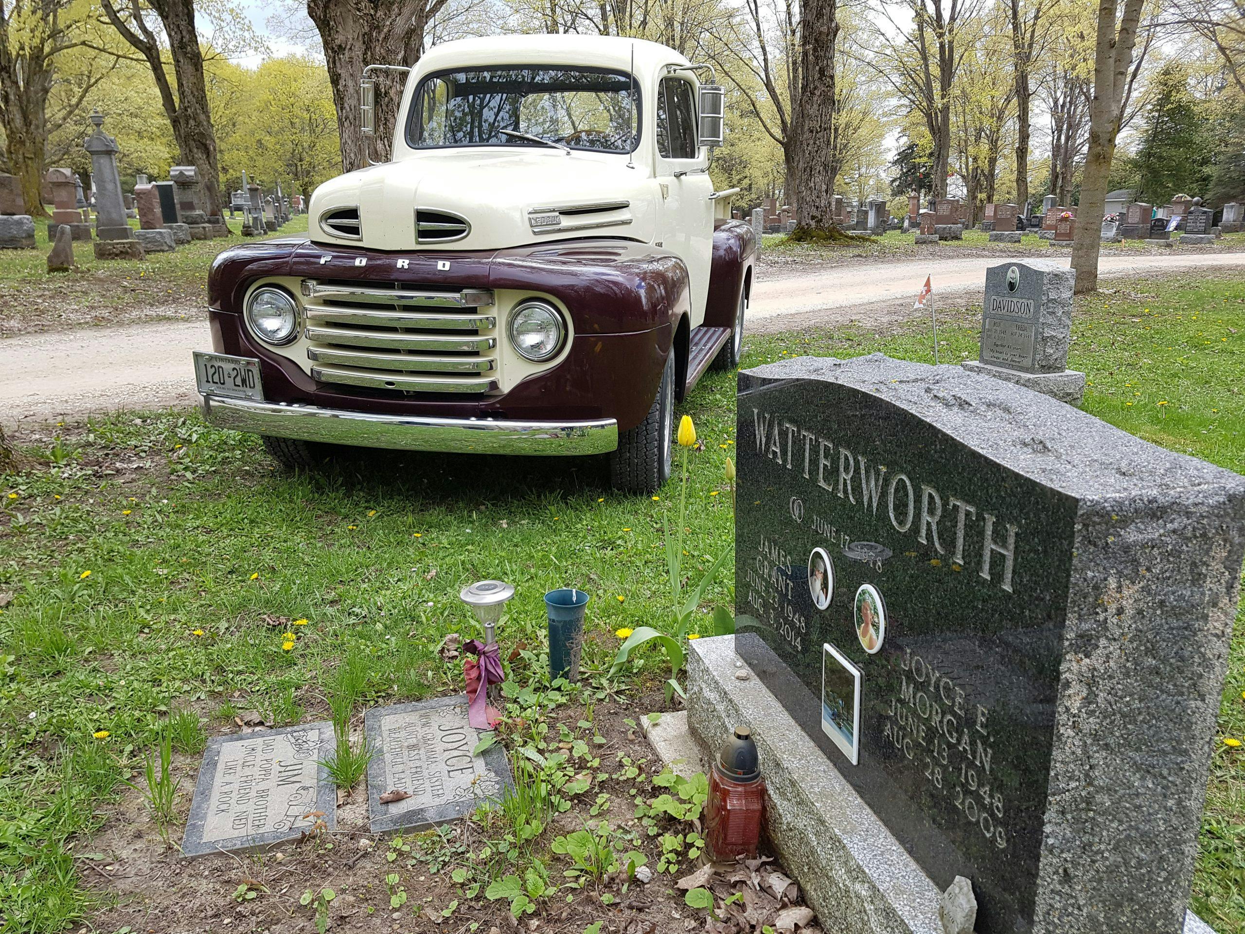 1949 Ford F47 front grave site family