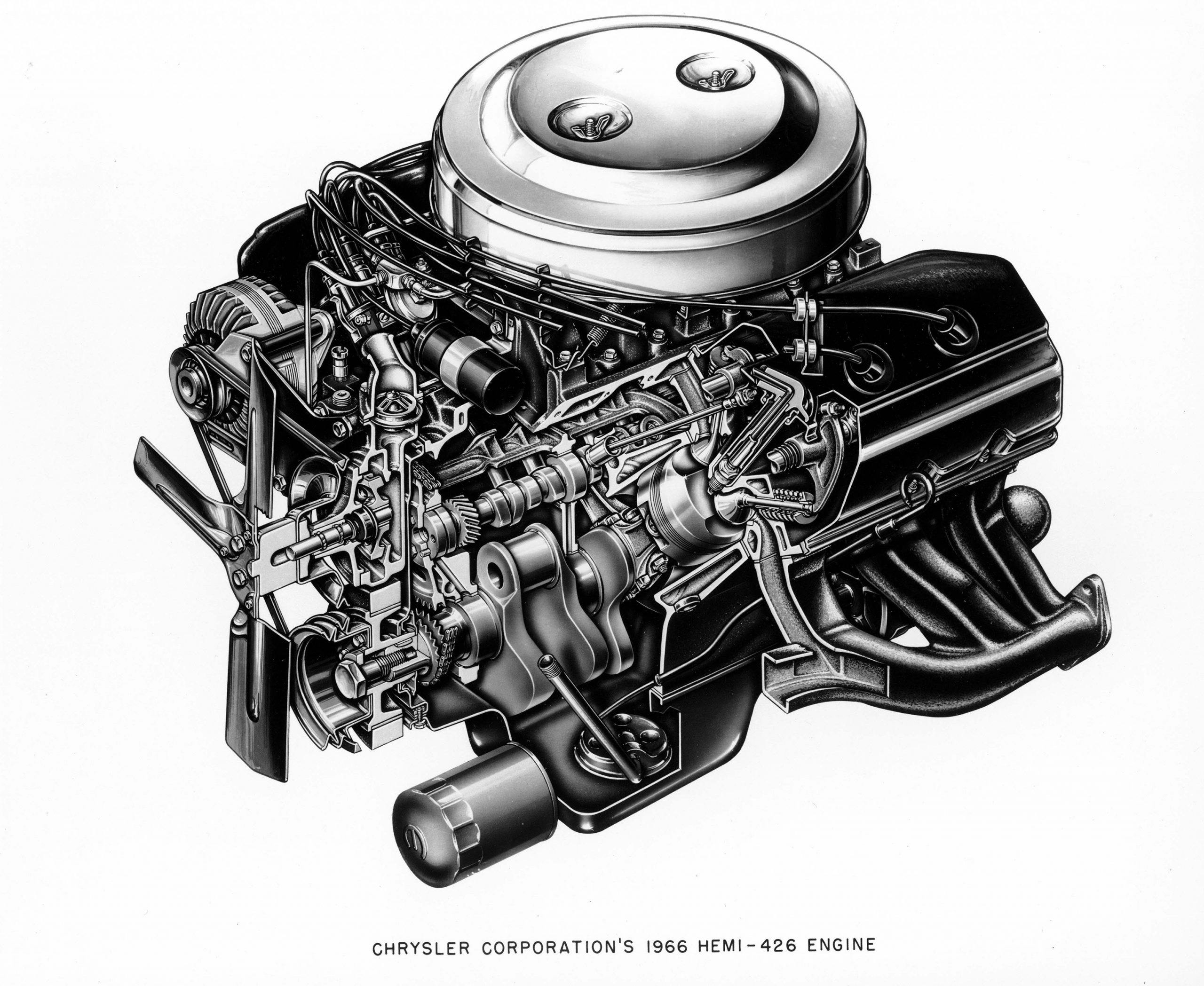 1966 Chrysler Corporation's HEMI - 426 Engine - cutaway