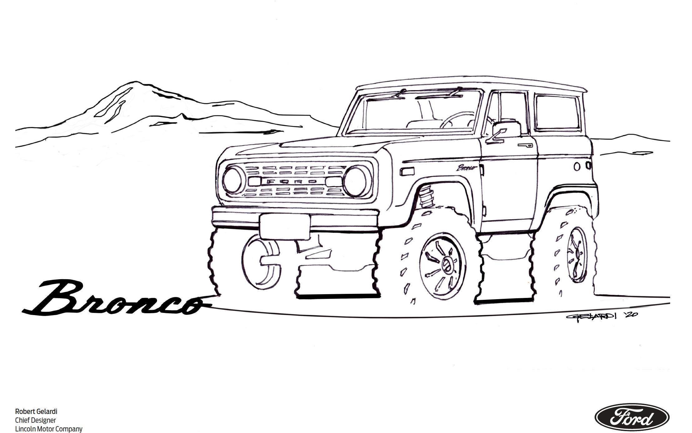 Ford Bronco coloring book page