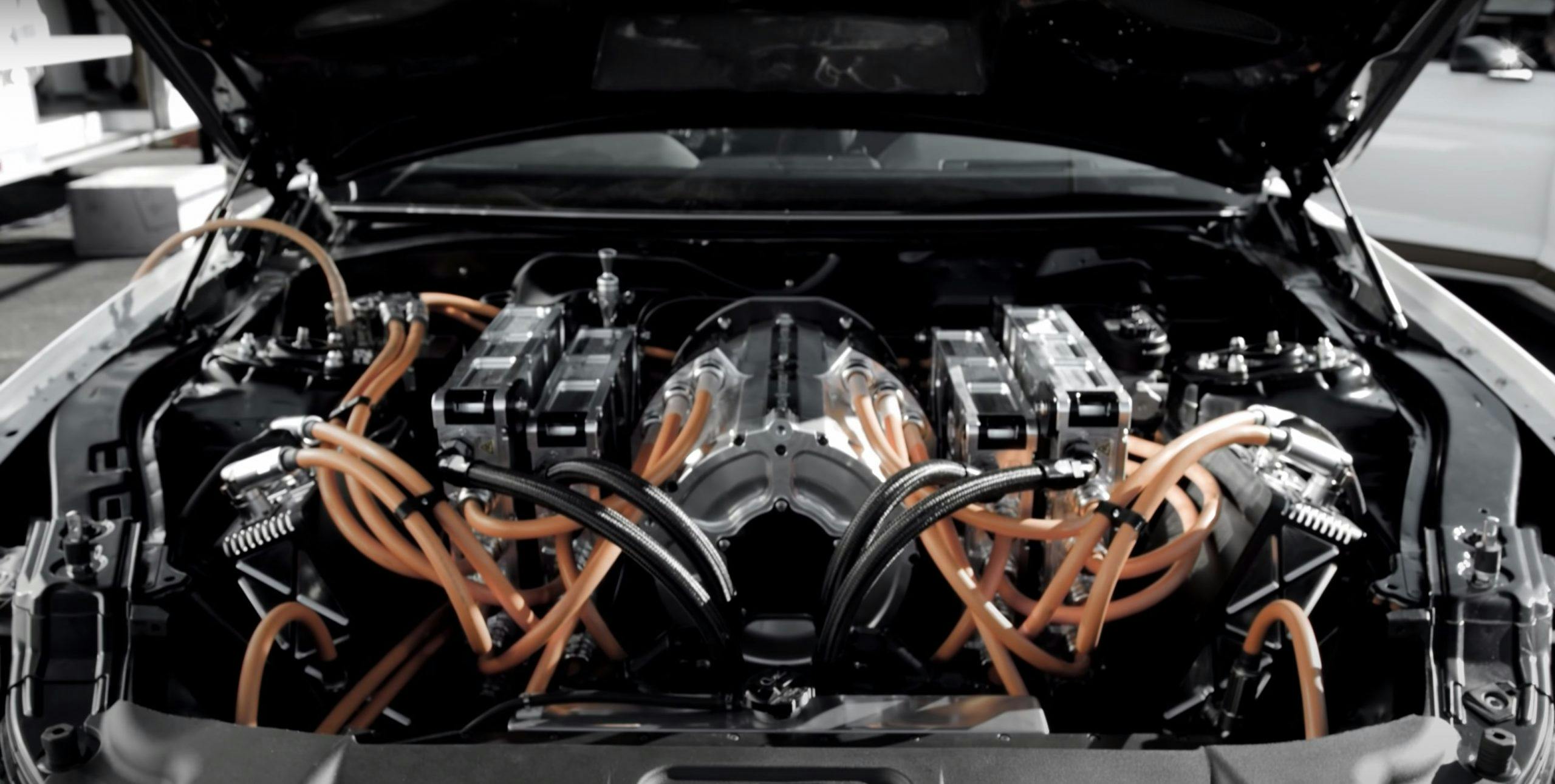 All-Electric Mustang Cobra Jet 1400 engine bay
