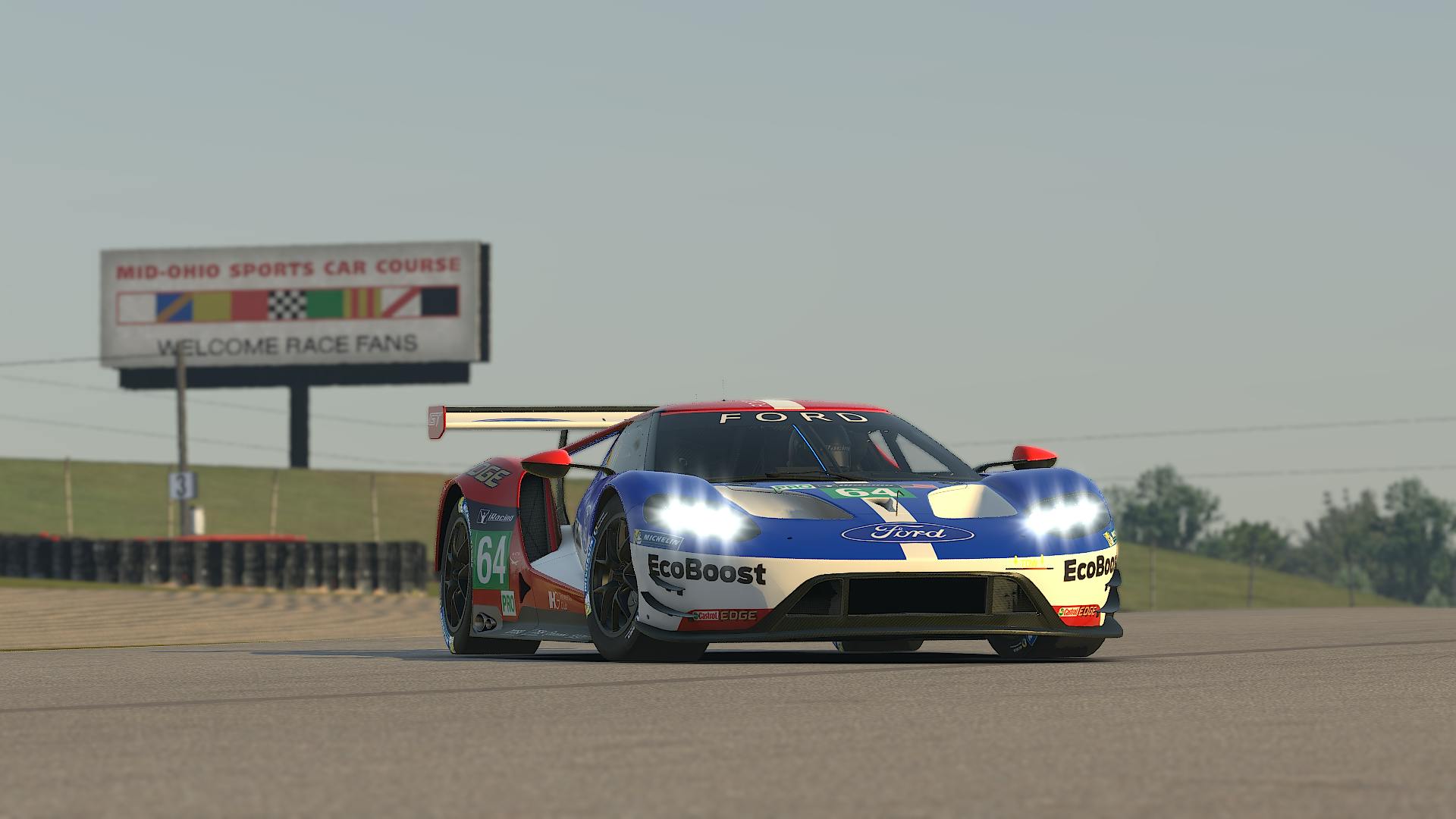 iRacing Mid Ohio Race Track Ford Front Three-Quarter