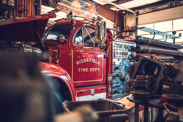 firetruck in repair shop