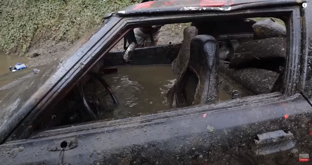 Adventures with Purpose - Mazda RX7 in river