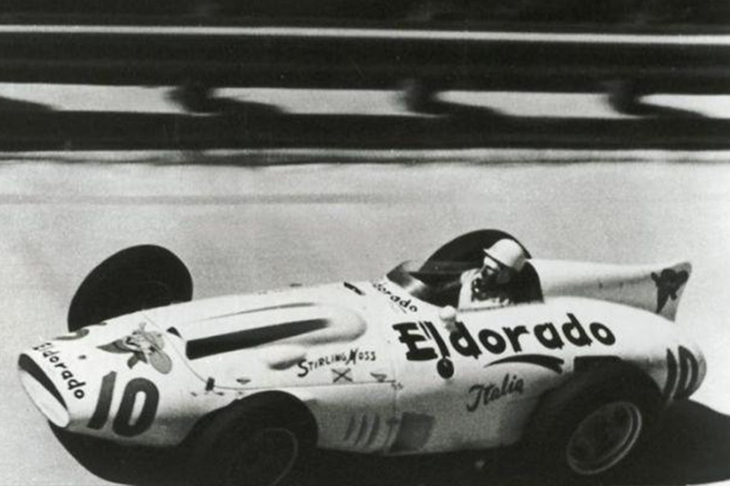 Sir Stirling Moss Racing Action in Black and White