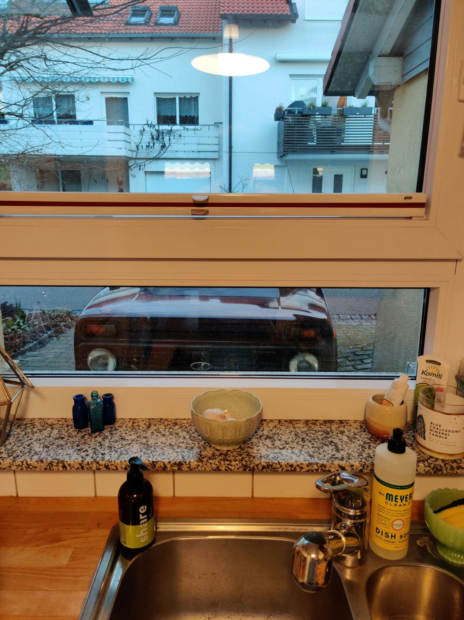 lada niva from kitchen window