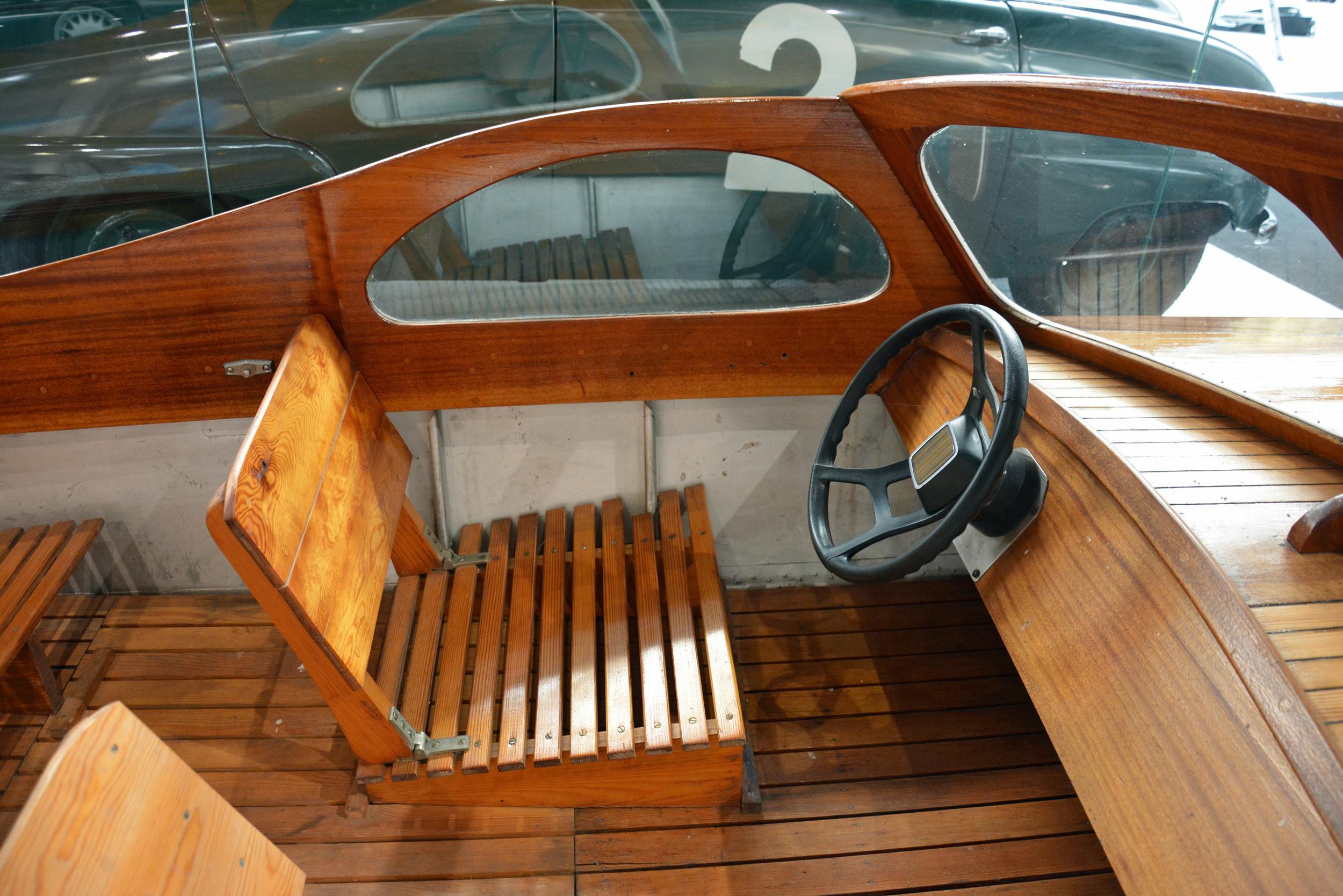 Saab Museum boat interior captains seat