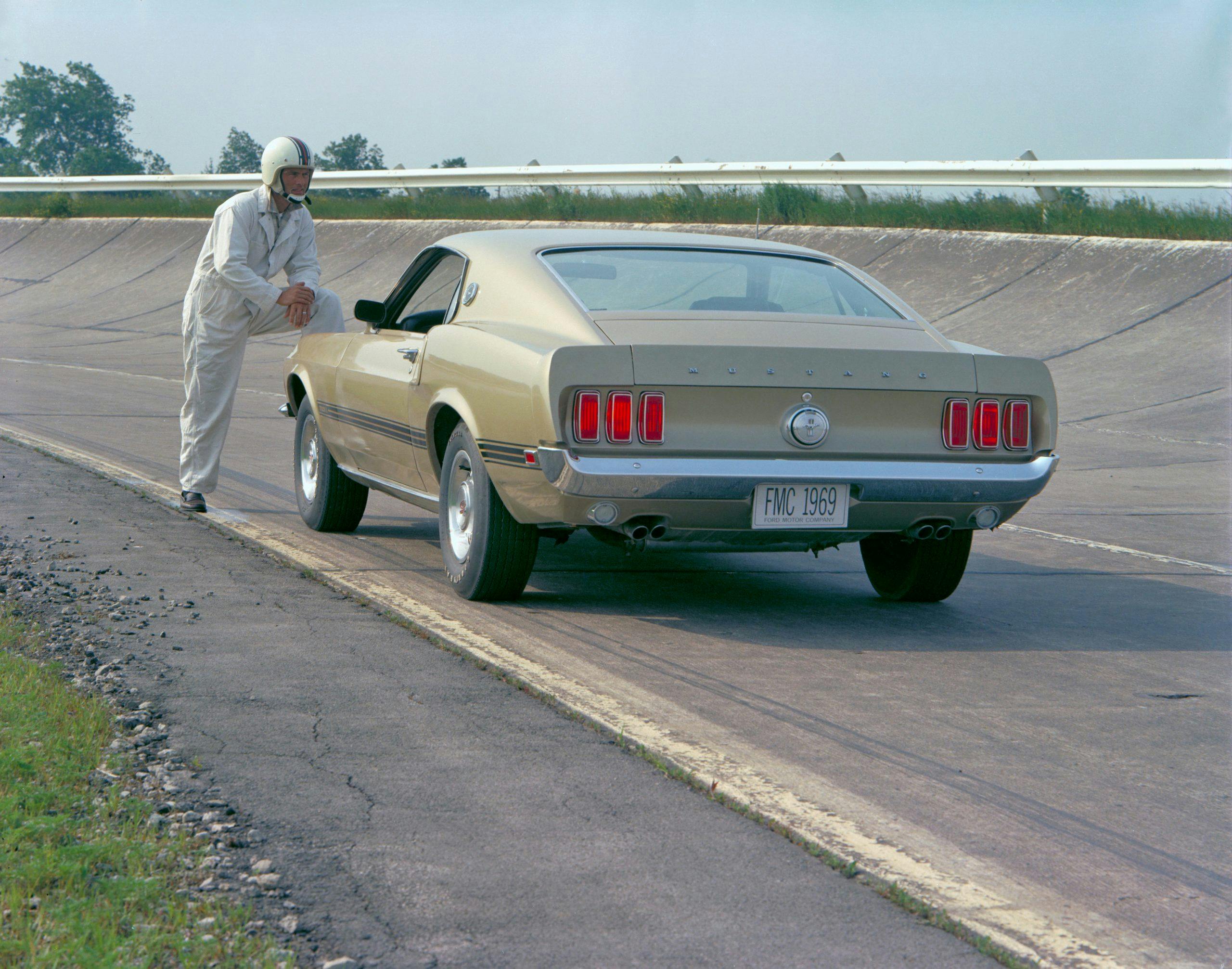 1969 Ford Mustang Mach 1 Fastback Rear Three-Quarter On Track