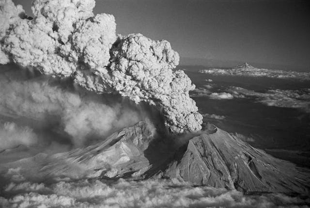 Mt. St. Helens Erupting Cloud of Smoke Aerial