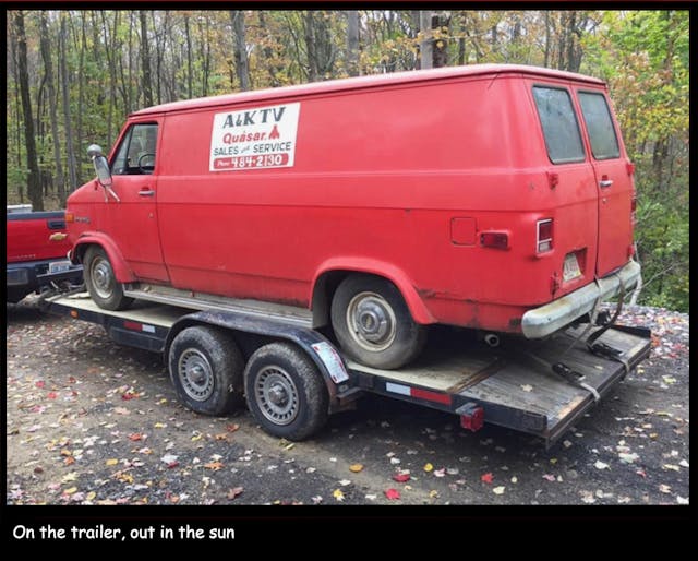 1975 Chevrolet G10 Van Rear Three-Quarter On Trailer