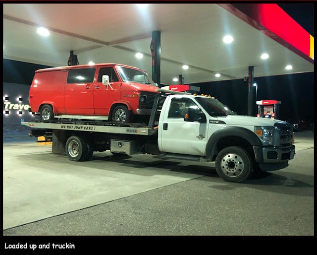 1975 Chevrolet G10 Van On Flatbed Truck