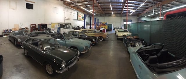 Movie Car Props Parked in Warehouse