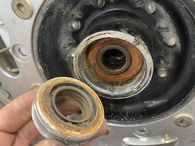 cap removed from XR250R rear hub