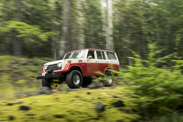 FJ55 Land Cruiser Front Three-Quarter Action On Backroad