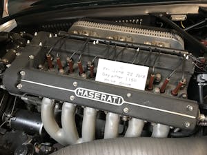 vintage maserati vignale spyder engine with note
