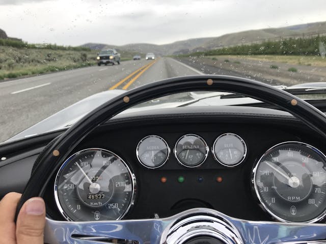 driving behind wheel of vignale spyder