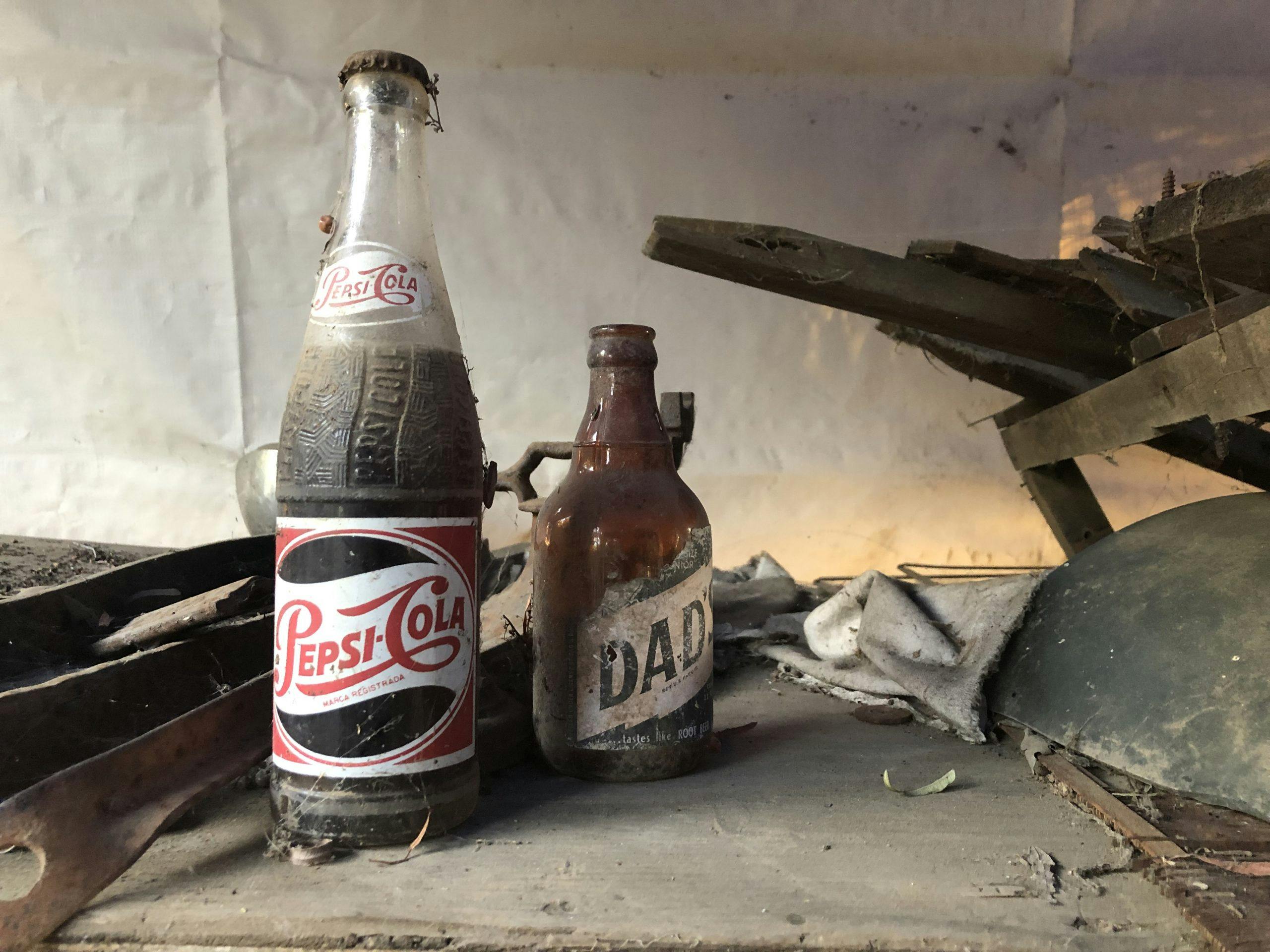 vintage pepsi cola and dads bottles