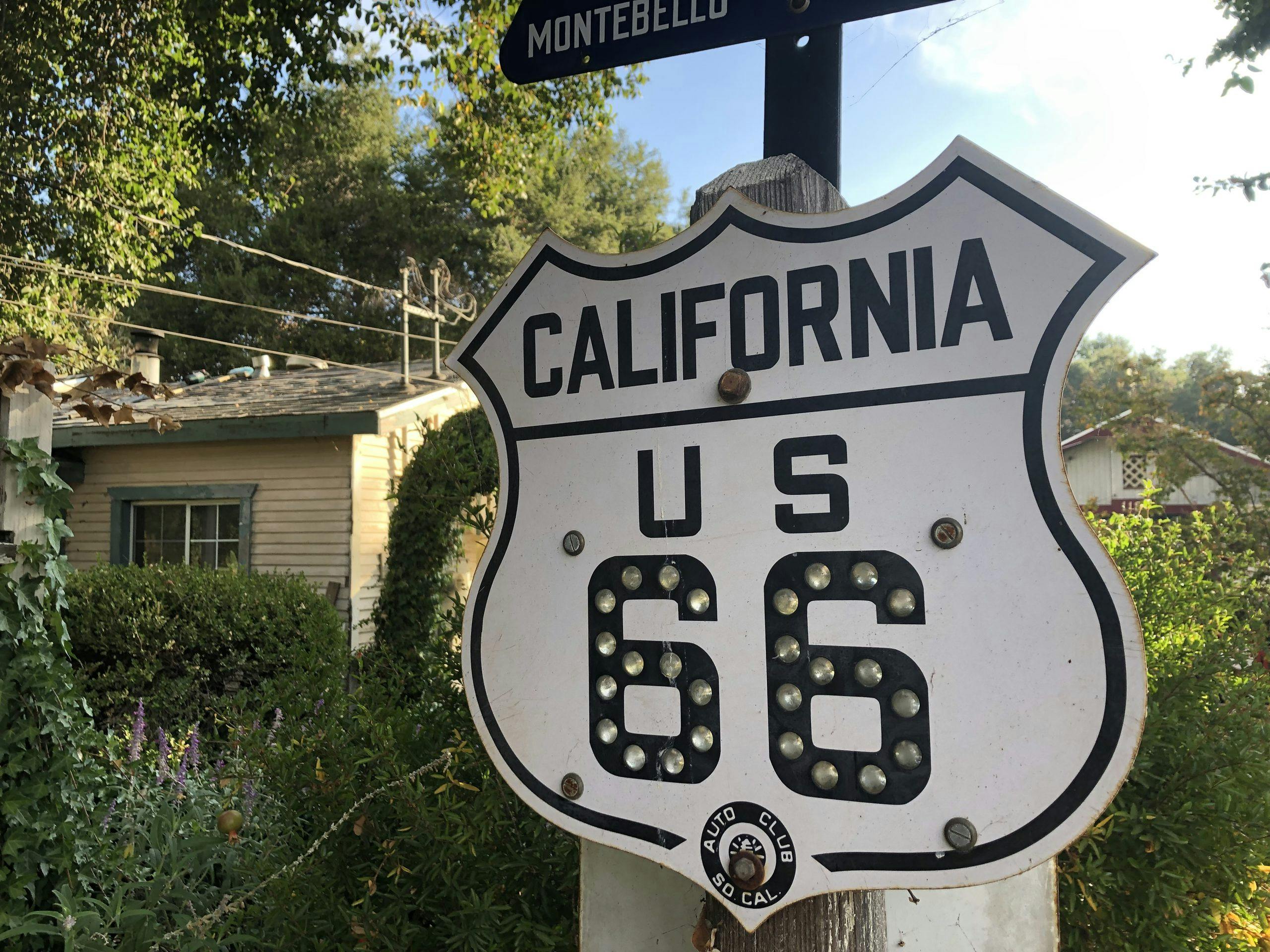 California US 66 vintage road sign