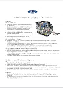 2018 Mustang Fact Sheet