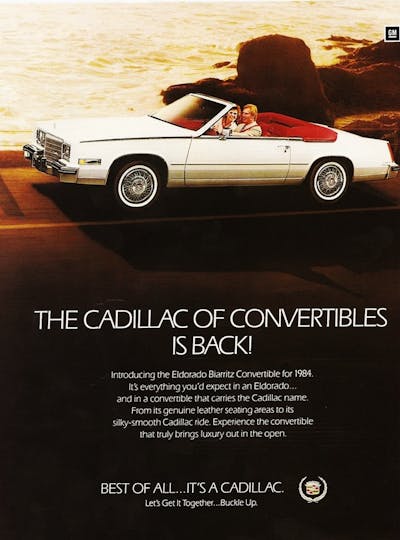 1984 Cadillac Eldorado convertible ad