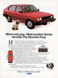 1986 Hyundai Pony print advertisement