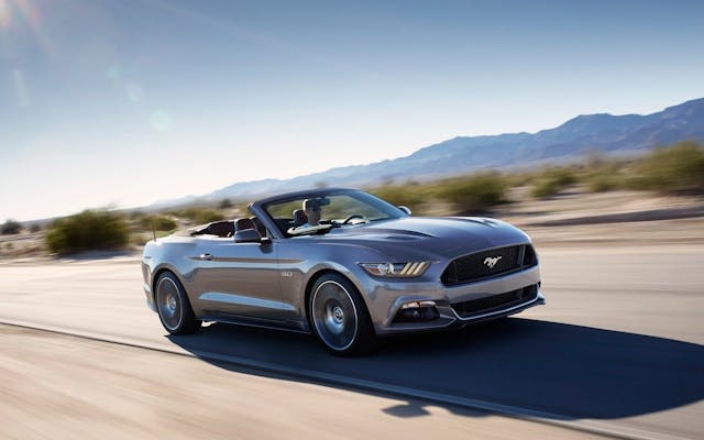 2015 Ford Mustang Convertible at speed
