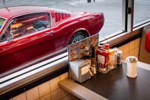 1965 Ford Mustang Side Through Cafe Window