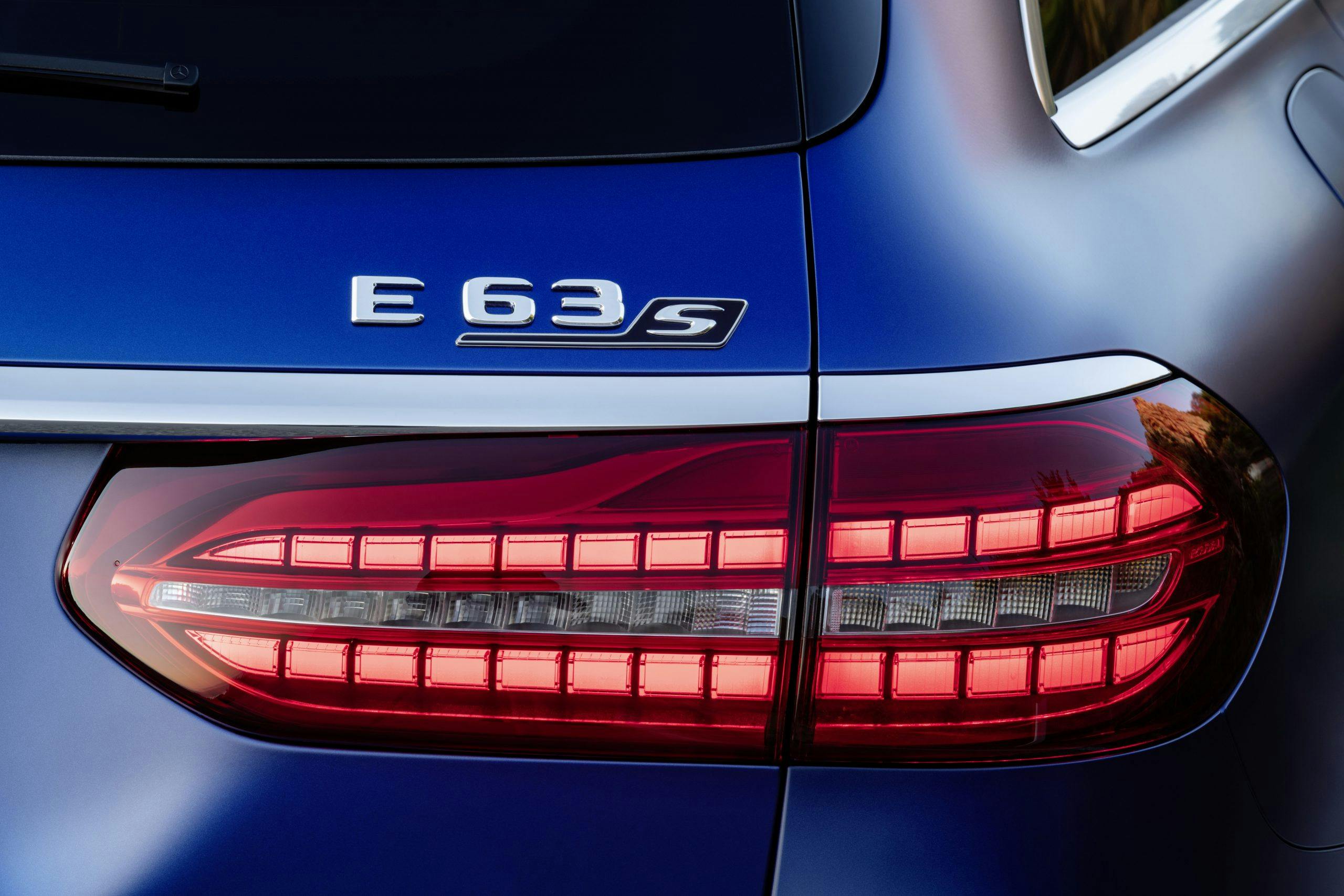 2021 Mercedes-AMG E63 S badge and light