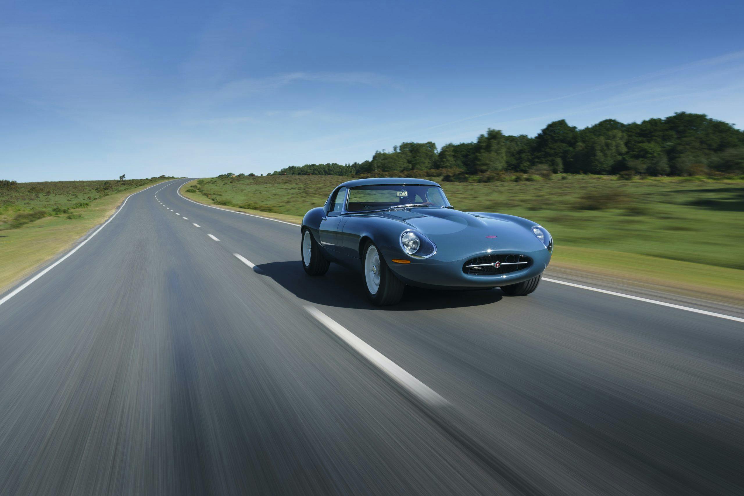 Eagle E-type Lightweight GT Front Three-Quarter Road Action