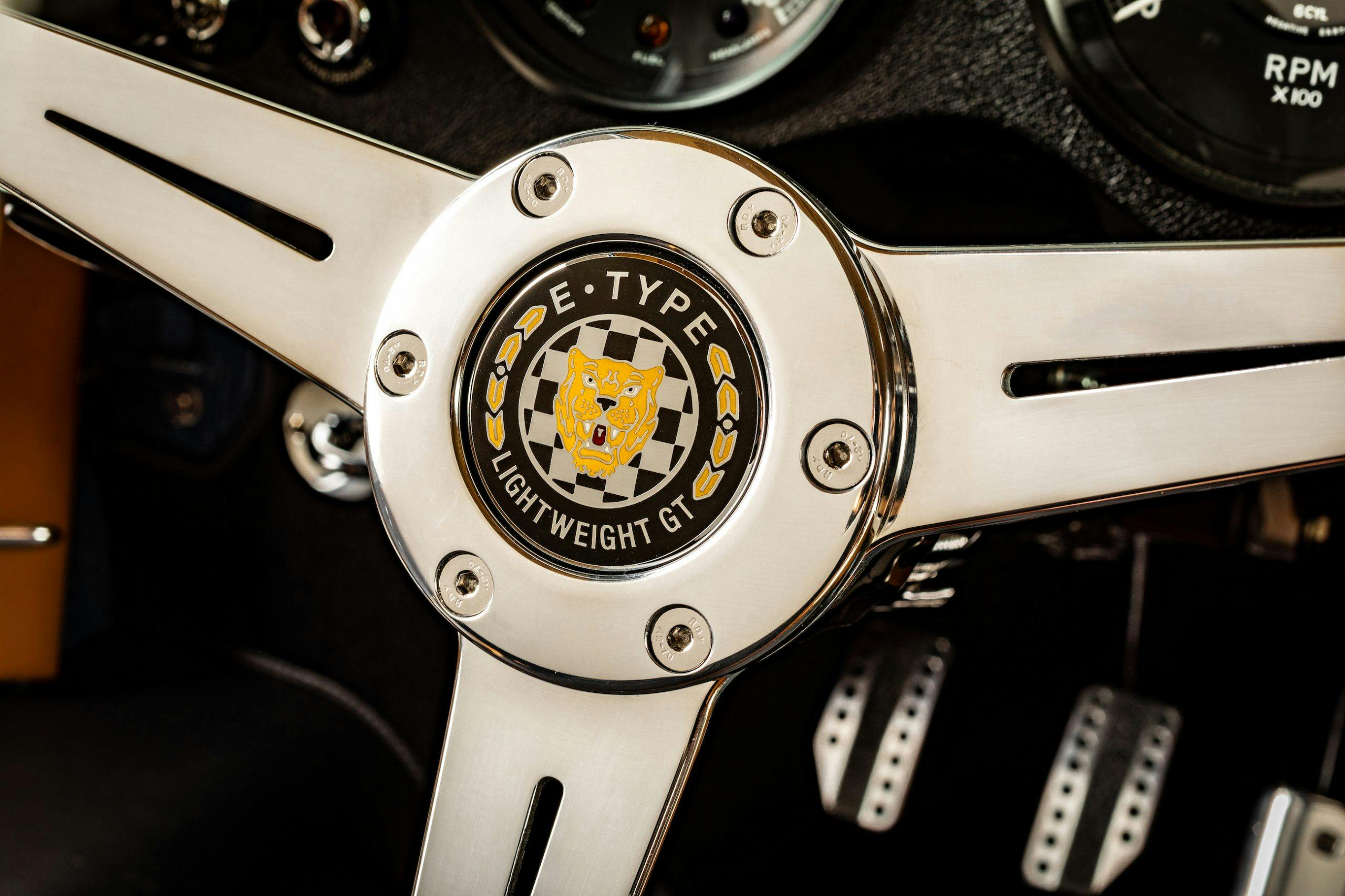 Eagle E-type Lightweight GT Steering Wheel Close Up