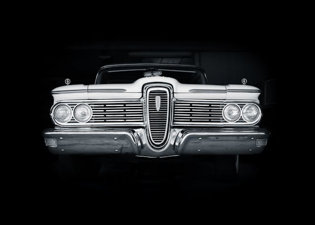 1959 Edsel Front Black And White
