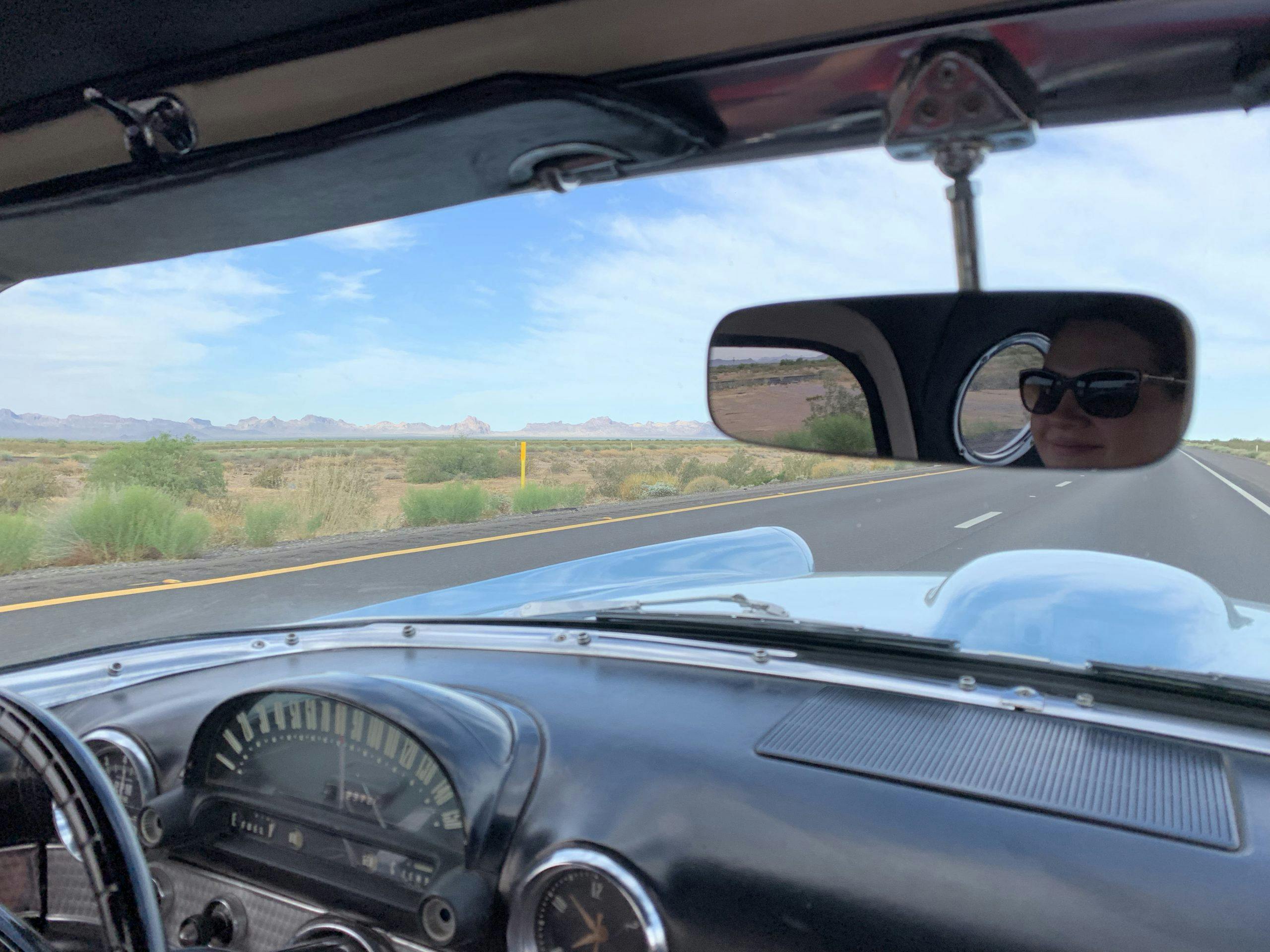 1956 Ford Thunderbird Owner In Mirror Driving