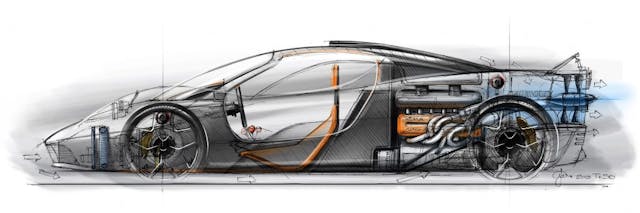 McLaren T50 Side Profile Sketch