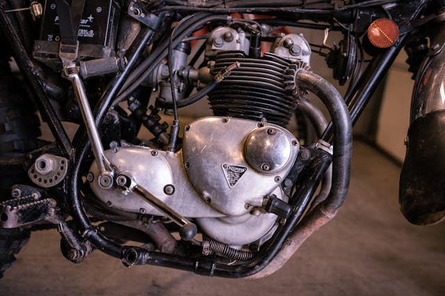 Vintage Triumph Motorcycle Engine Side