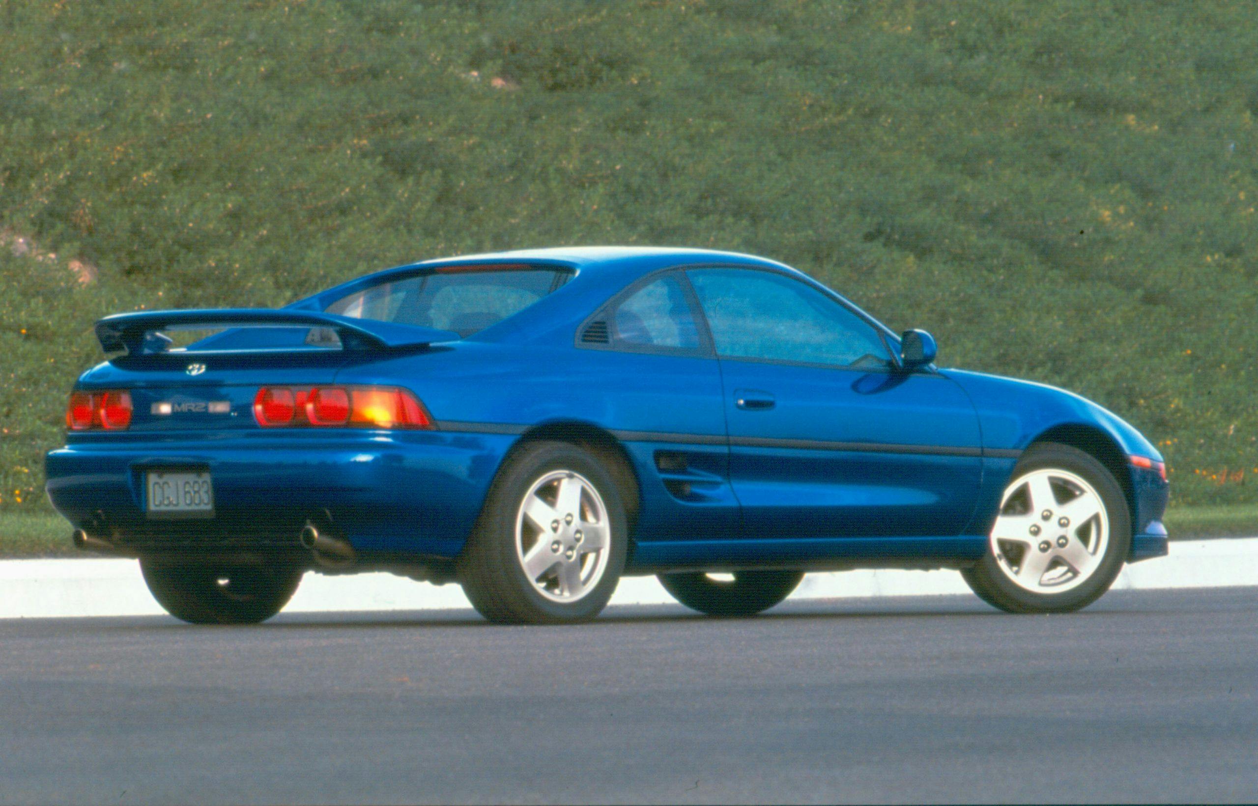 1995 Blue MR2 Rear Three-Quarter