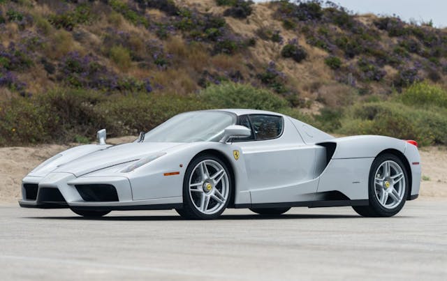 silver Ferrari Enzo front three-quarter