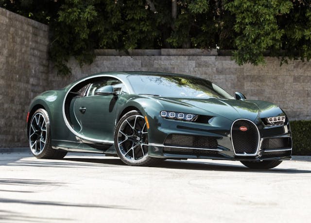 green 2018 Bugatti Chiron front three-quarter