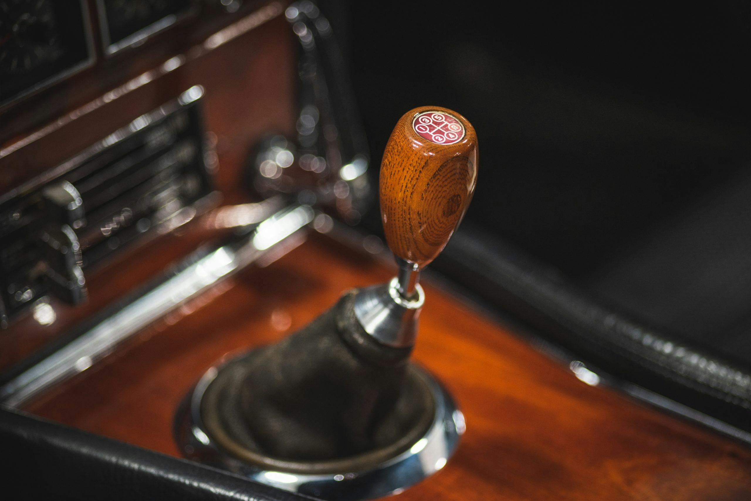 5 speed transmission shifter close up