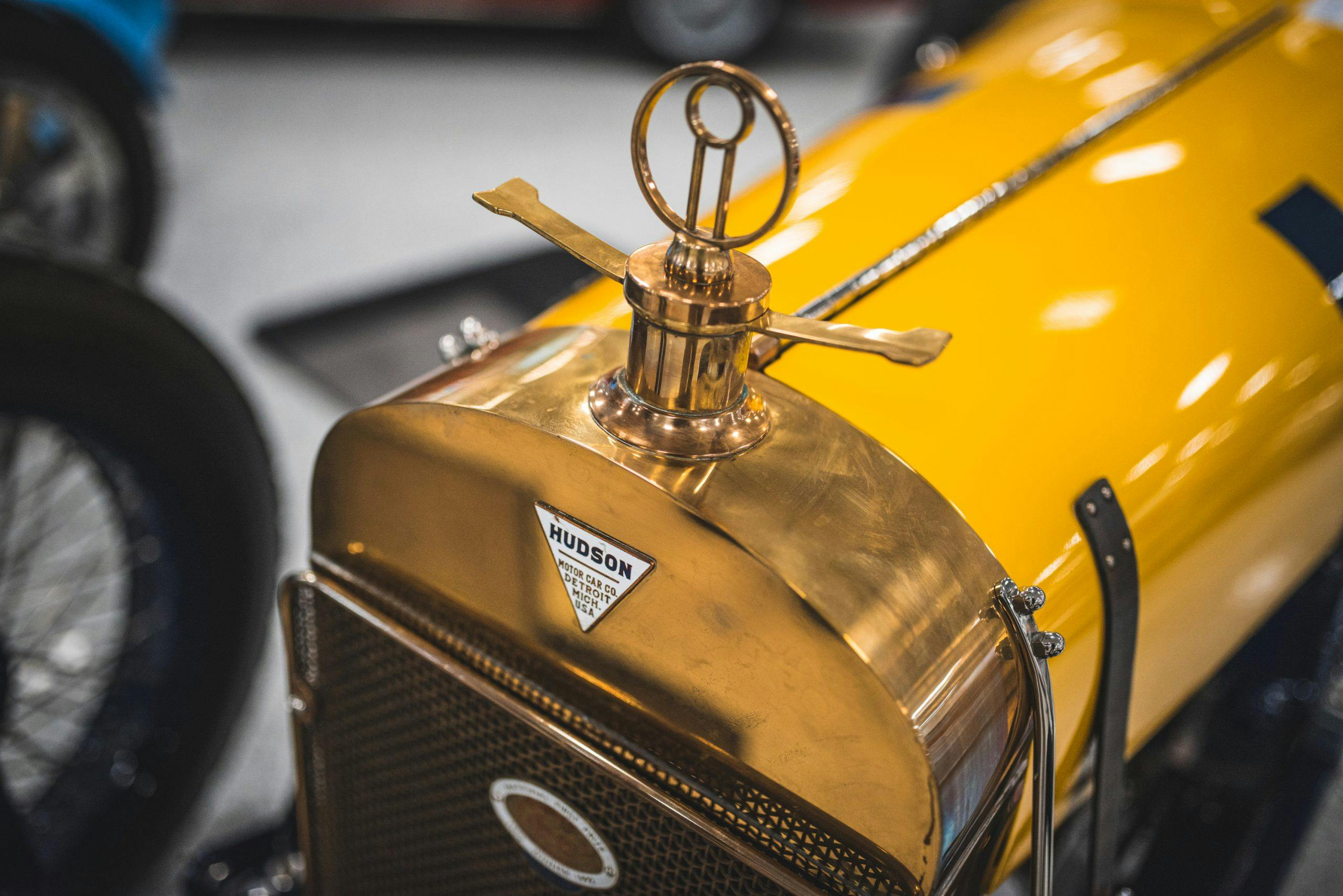 hudson roadster car gold yellow front