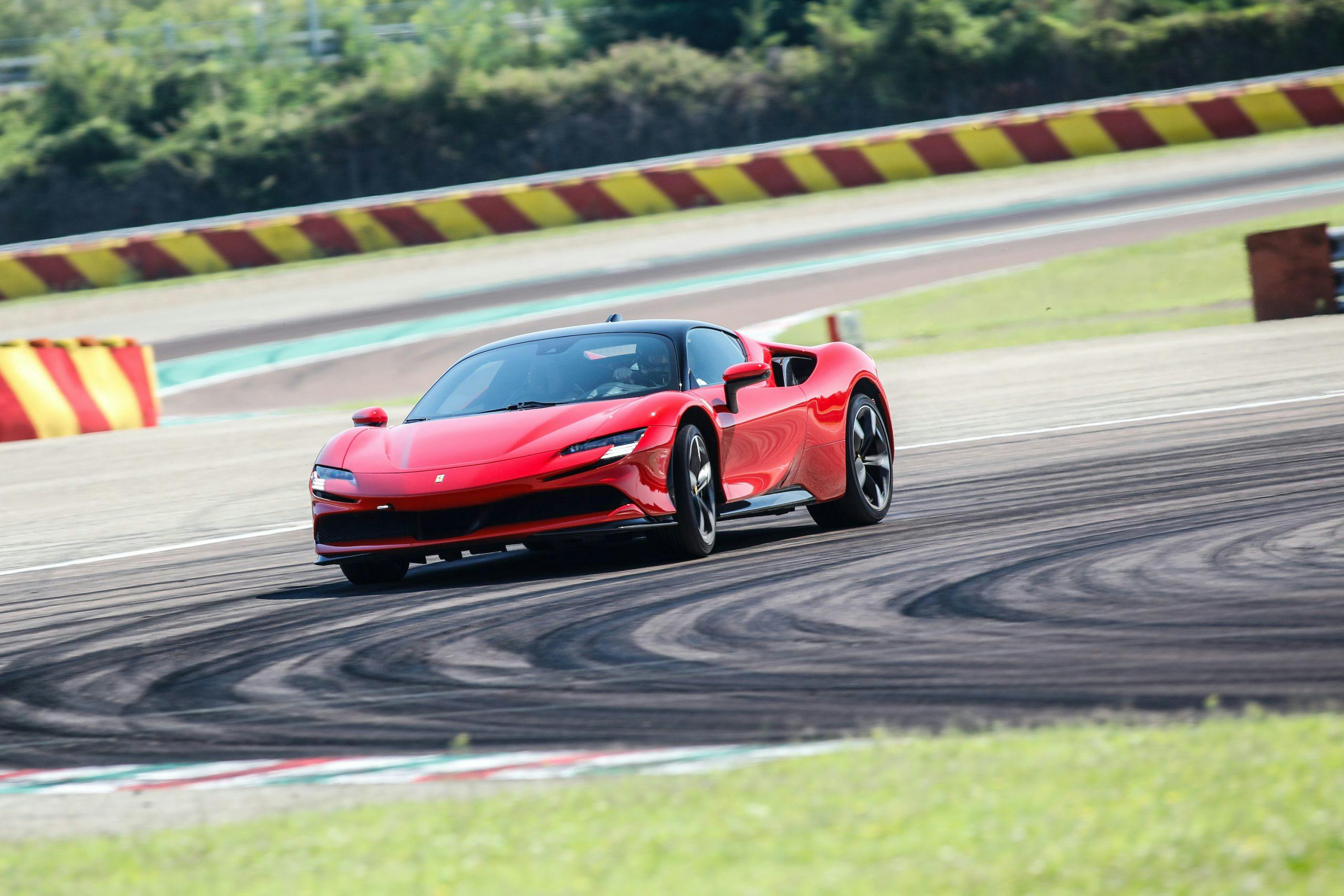 SF90 Stradale track action front three-quarter