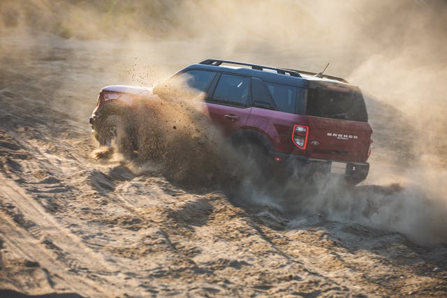 2021 Ford Bronco Sport Sand Dune Rear Three-Quarter Action