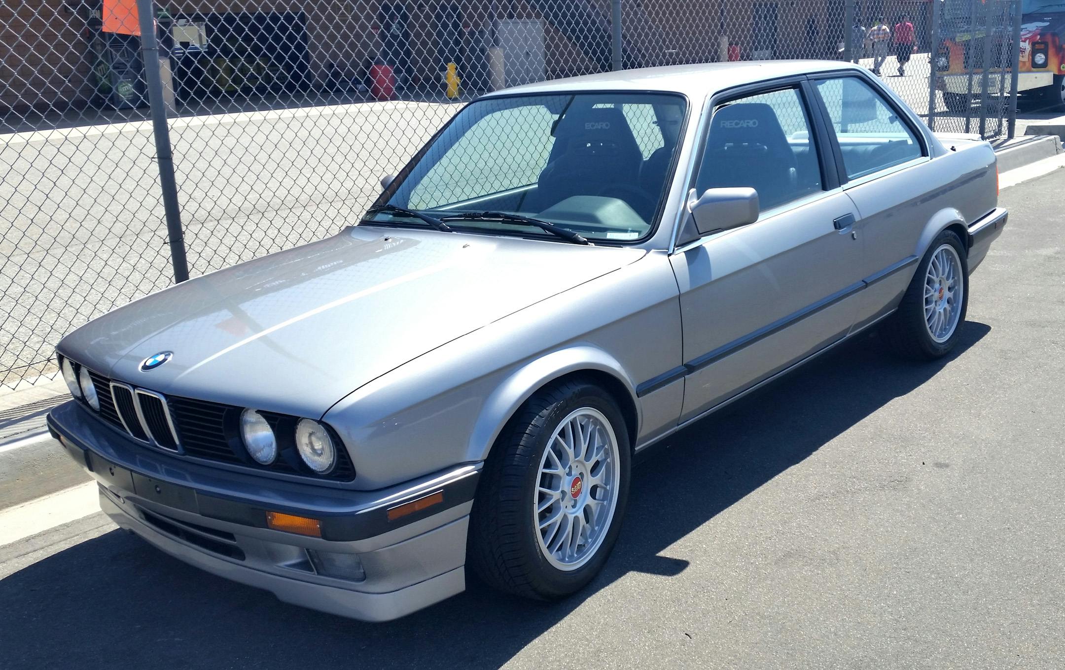 silver retro bmw front three-quarter with bbs wheels