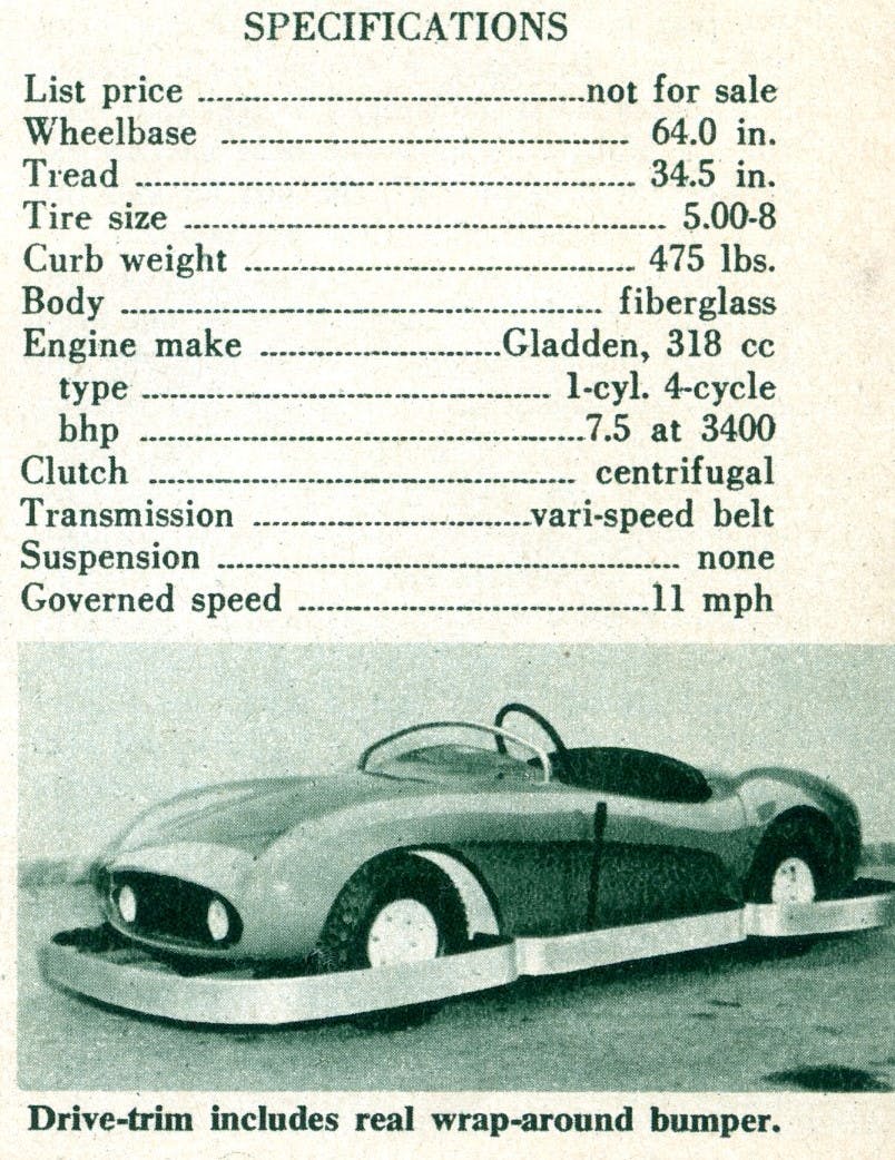 Disneyland Autopia - Specs from Road and Track