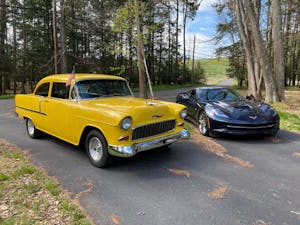 1955 Chevrolet Bel Air 210 and 2016 C7 Corvette