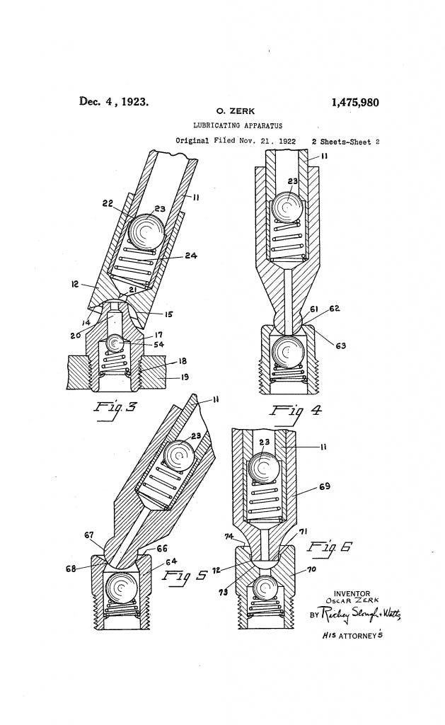 Zerk 1922 Patent drawing