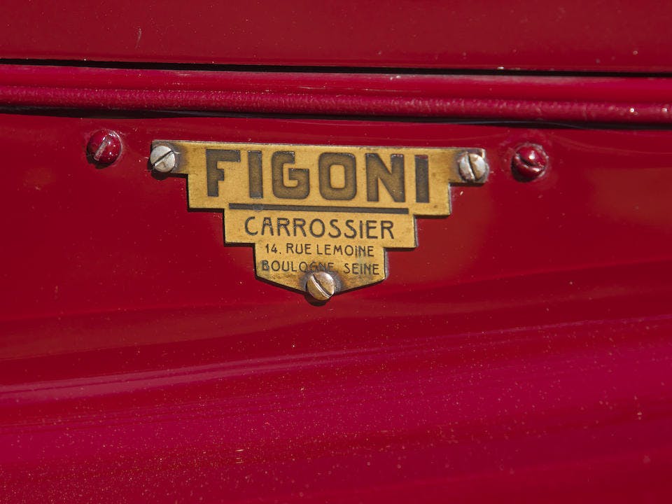 1934 ALFA ROMEO 8C 2300 CABRIOLET DÉCAPOTABLE Coachwork by Figoni plaque