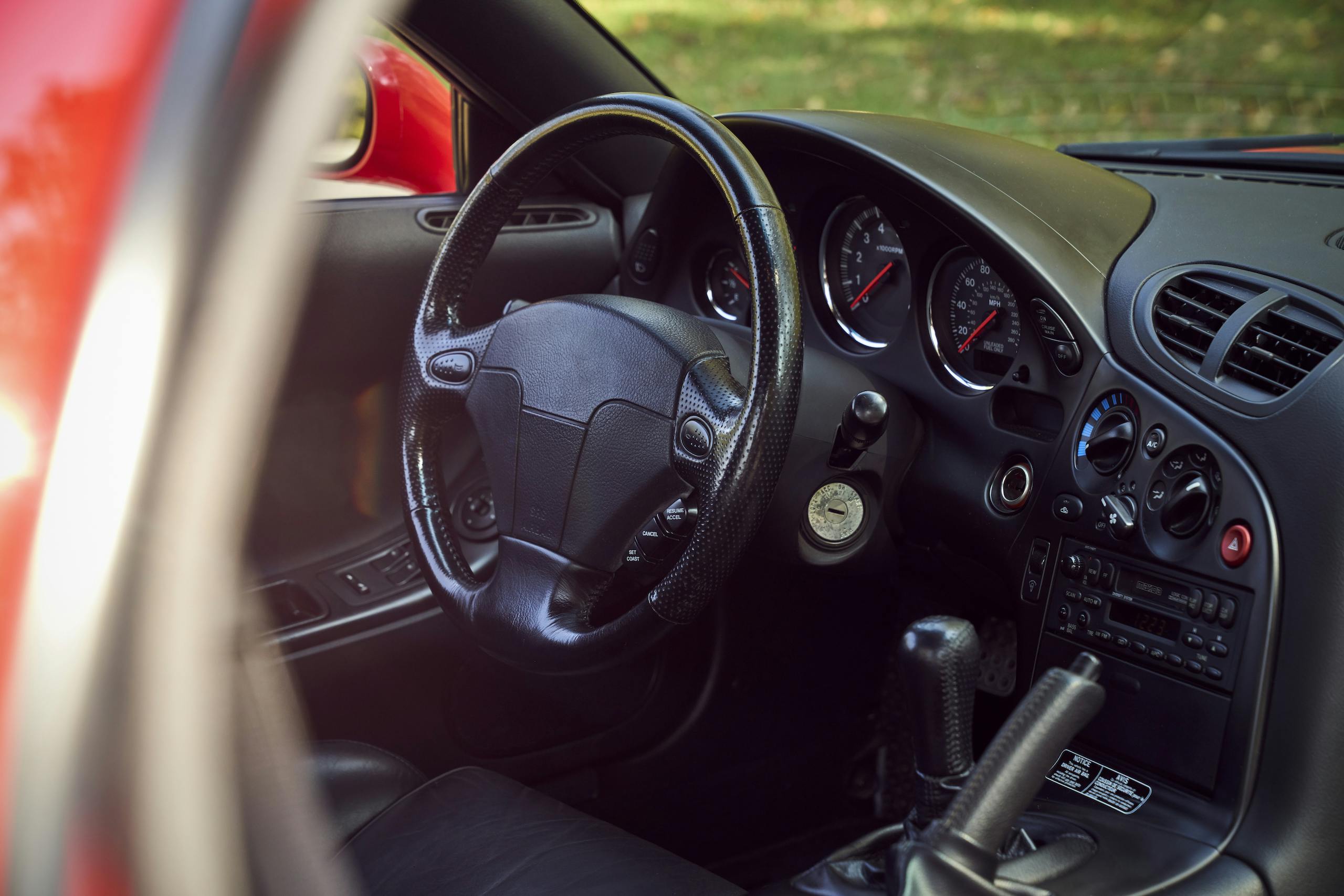 Mazda RX-7 front interior steering wheel